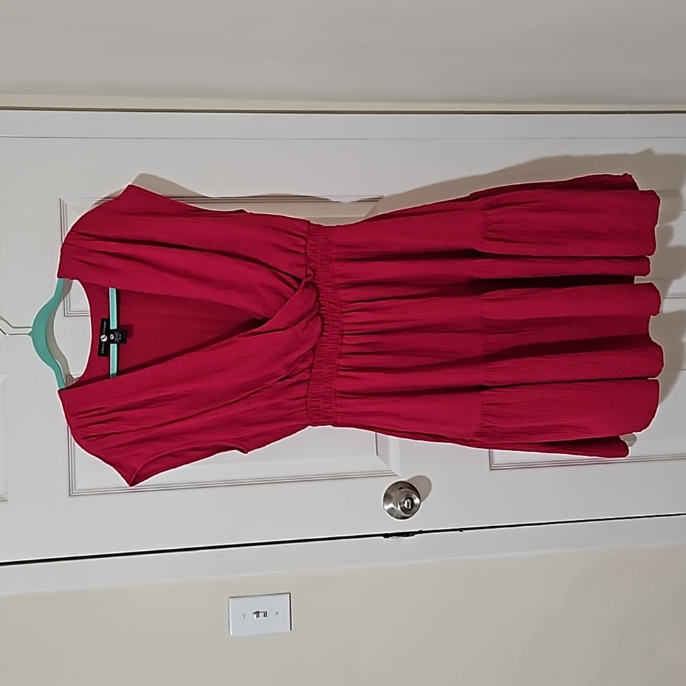 Cotton Gauze Faux Wrap Dress